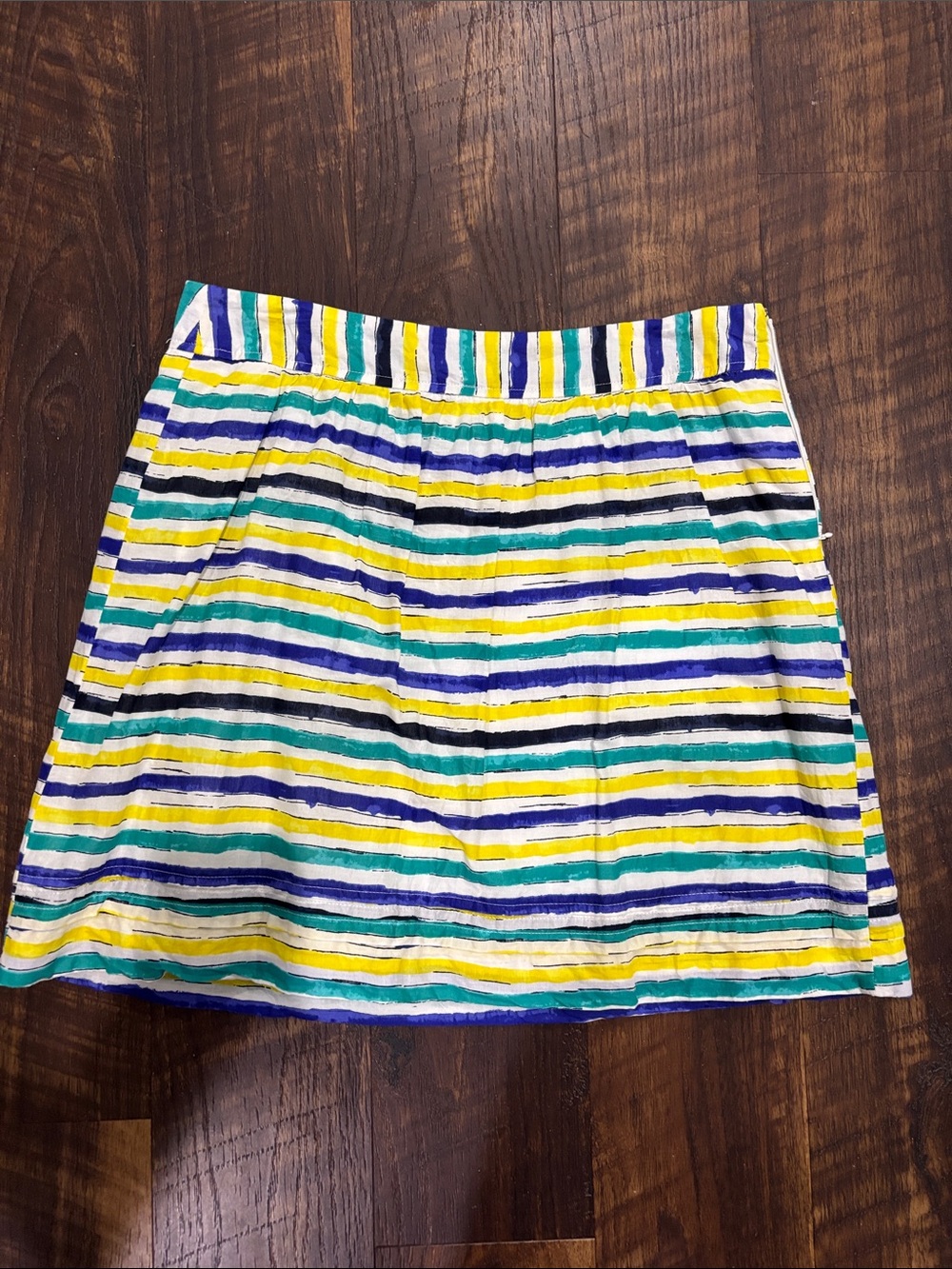 LOFT Striped Mini Skirt in Yellow, Blue, Green, Black & White